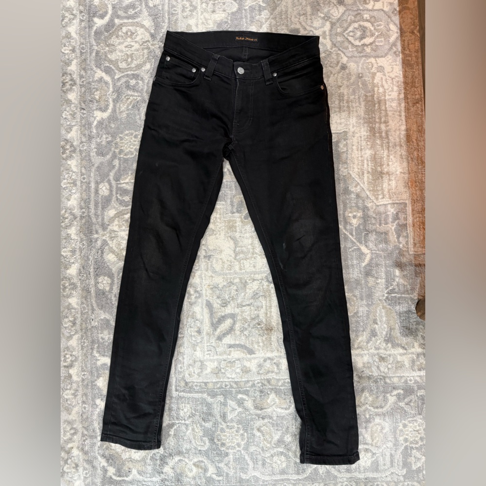 Nudies Tight Terry dark grey black skinny slim denim jeans 29/30